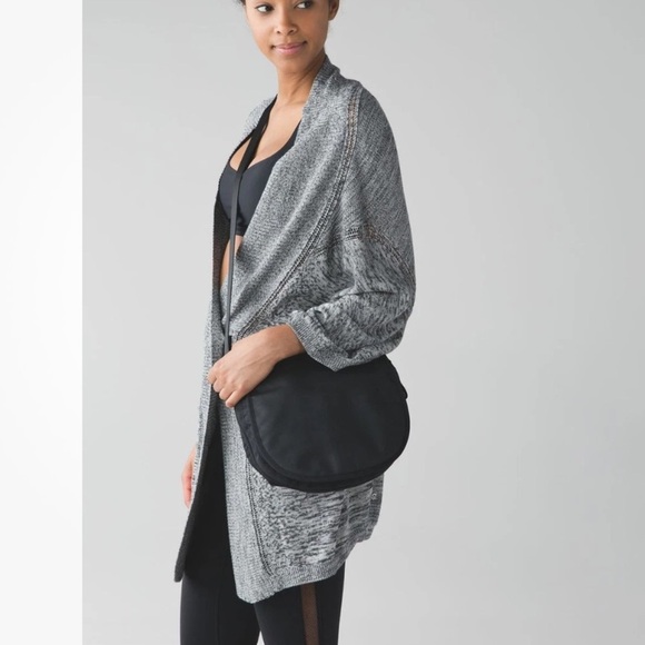 Lululemon Breeze Easy Cardigan Wrap Sweater Heathered Light Grey / Deep Coal - Picture 1 of 11